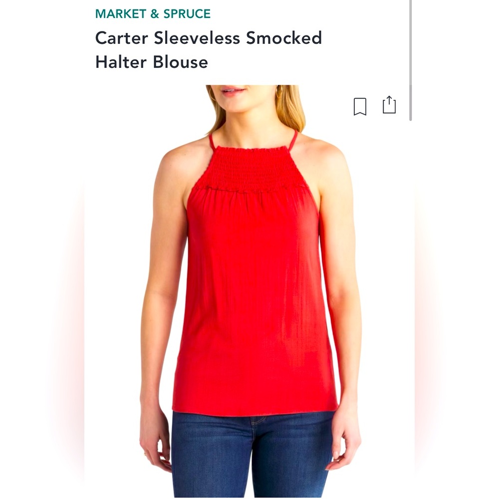 NWT⭐️ Market and Spruce Carter Smocked Halter Tank Size S Red